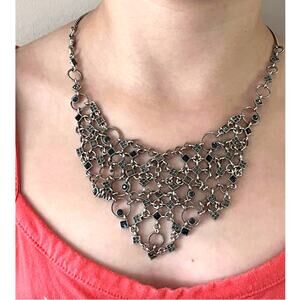 Rare Givenchy Vintage Signed Bib Necklace with Blue Glass Stones